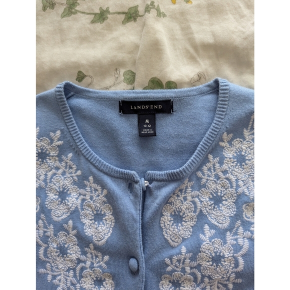 Lands' End Floral Embroidered Cardigan - Picture 3 of 3